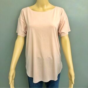 UNIQLO AIRISM Pastel Pink Casual Relaxed Fit Oversized Short Sleeves T Shirt Tee
